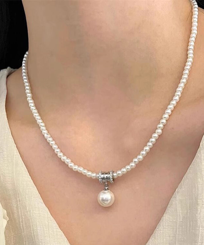 Fine Silk Stainless Steel Pearl Pendant Necklace