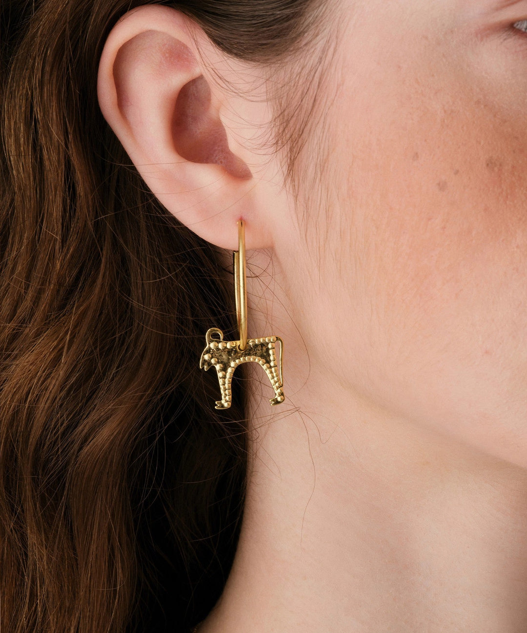 Fine Silk Sterling Silver Goat Hoop Earrings