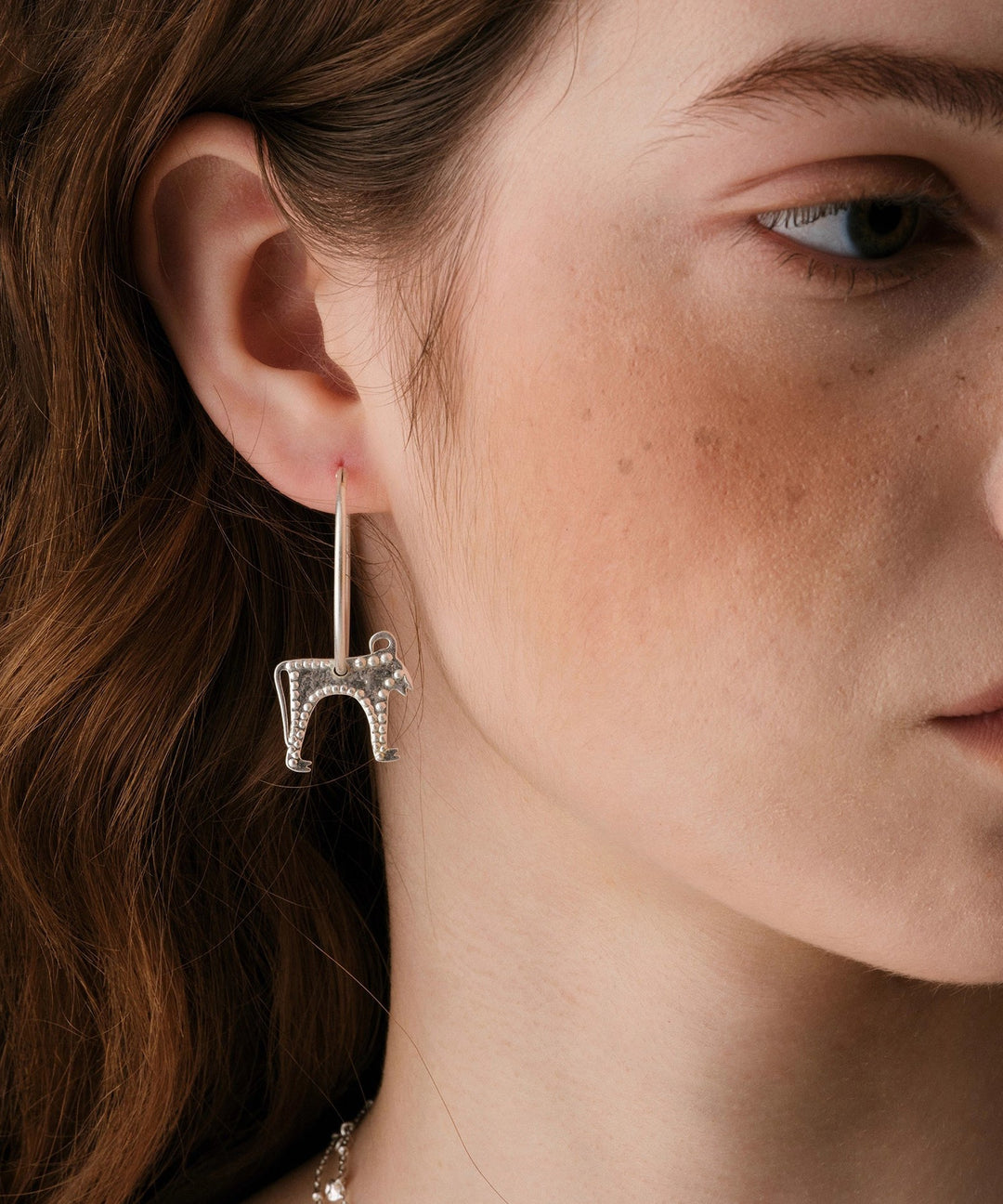 Fine Silk Sterling Silver Goat Hoop Earrings