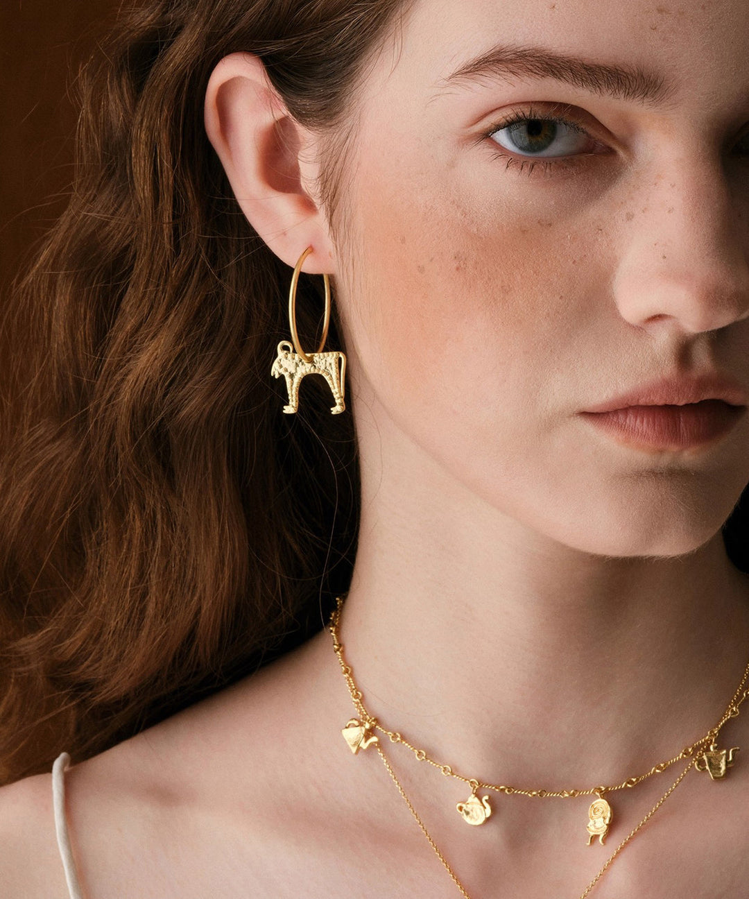 Fine Silk Sterling Silver Goat Hoop Earrings