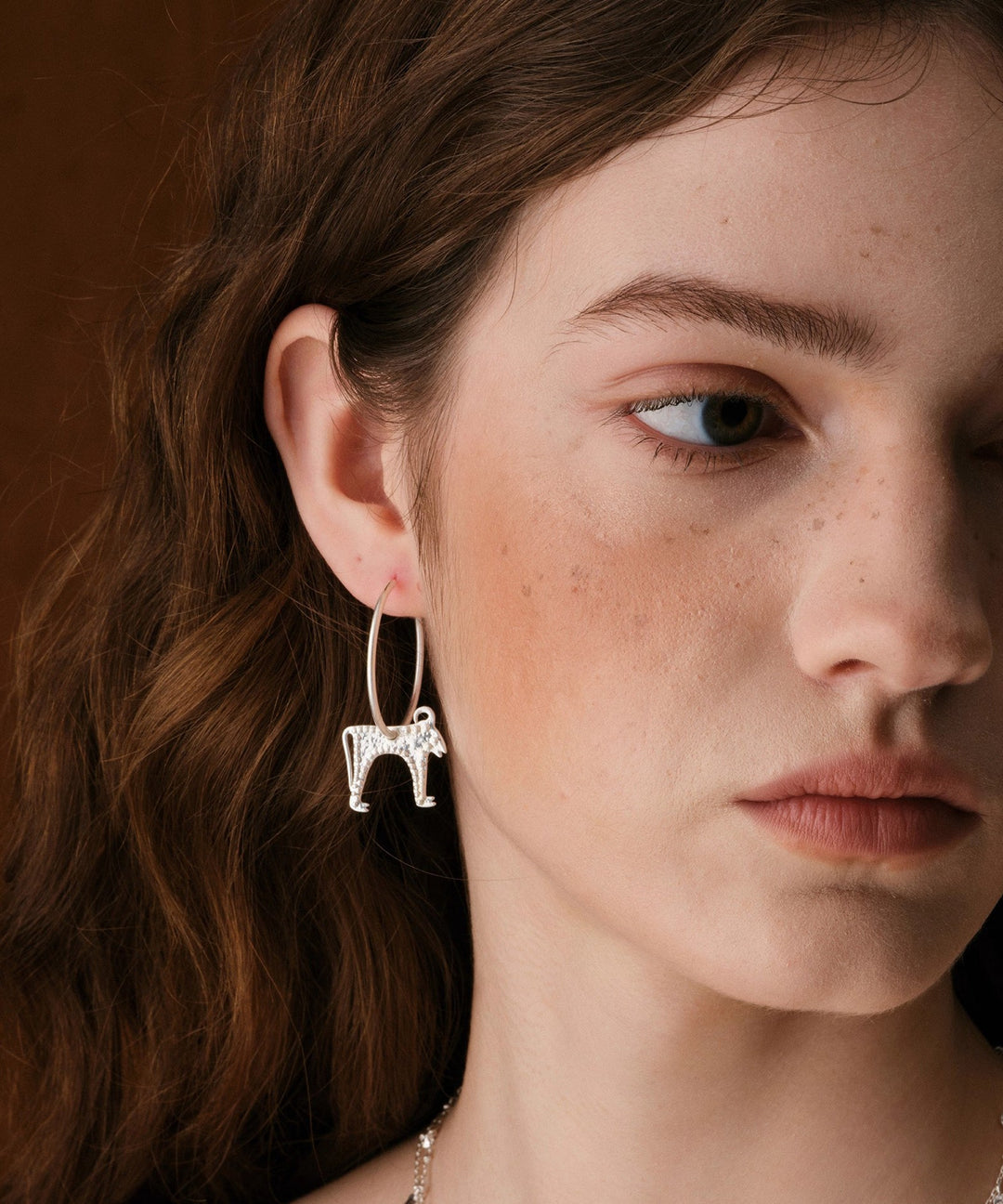 Fine Silk Sterling Silver Goat Hoop Earrings