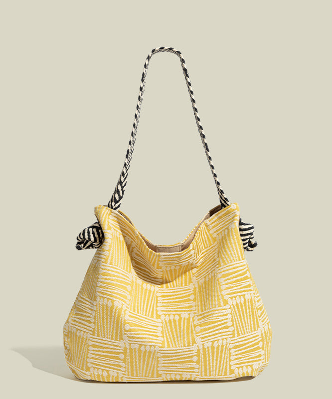 Fine Yellow Jacquard Large Capacity Cotton Shoulder Bags