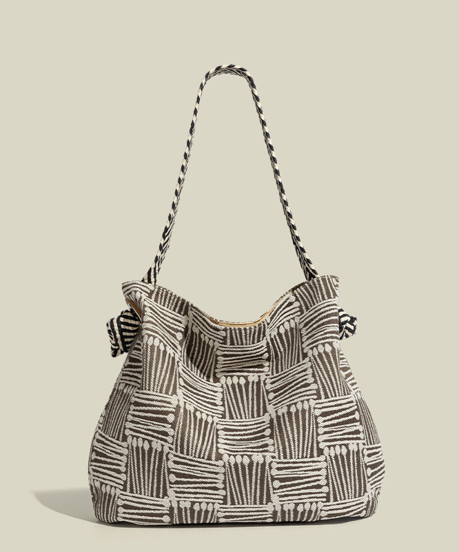 Fine Yellow Jacquard Large Capacity Cotton Shoulder Bags