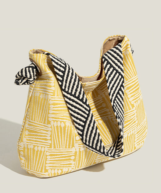 Fine Yellow Jacquard Large Capacity Cotton Shoulder Bags
