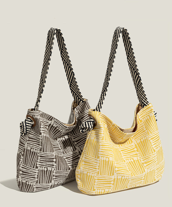 Fine Yellow Jacquard Large Capacity Cotton Shoulder Bags