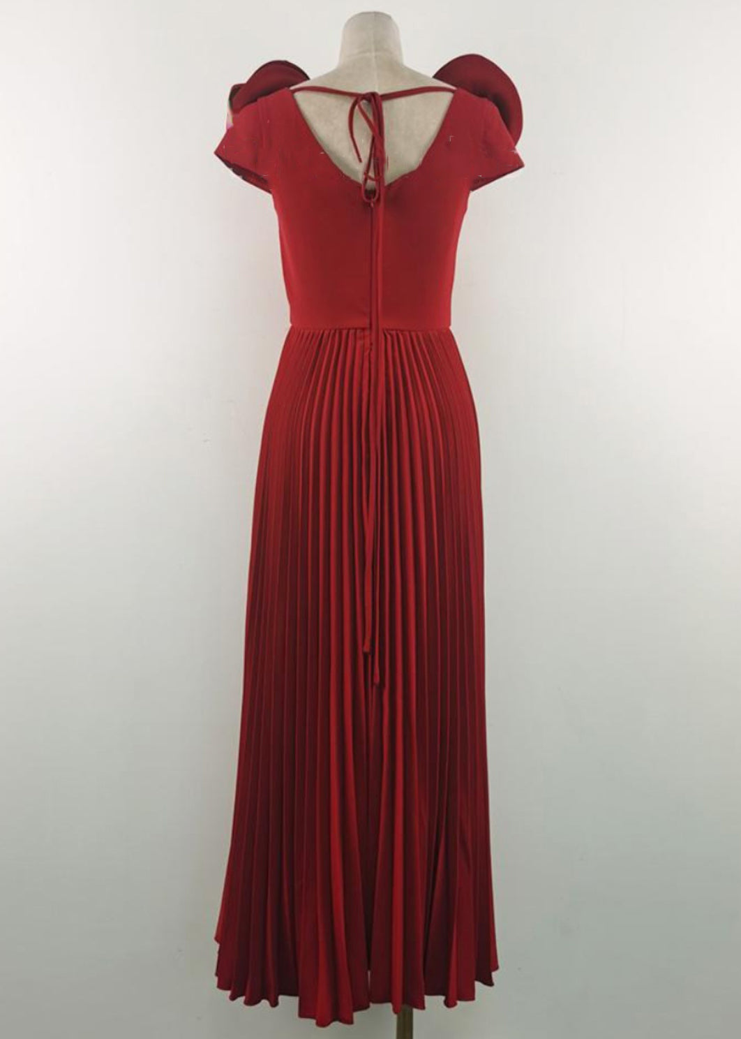 Floral Apricot V Neck Wrinkled Cotton Long Dress Summer