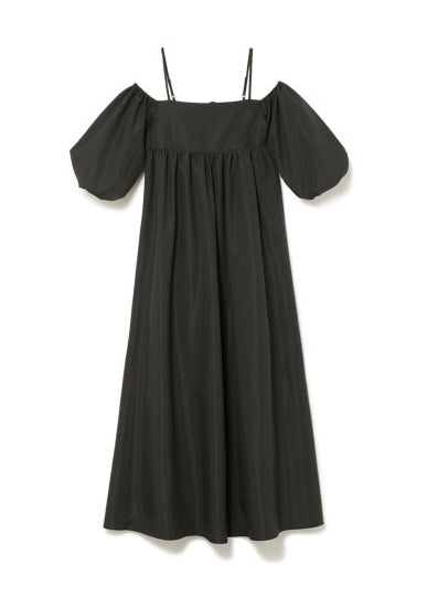 French Black Backless Cotton Party Dresses Puff Sleeve