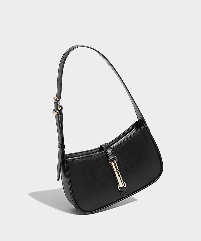 French Black Faux Leather Solid Durable Shoulder Bag