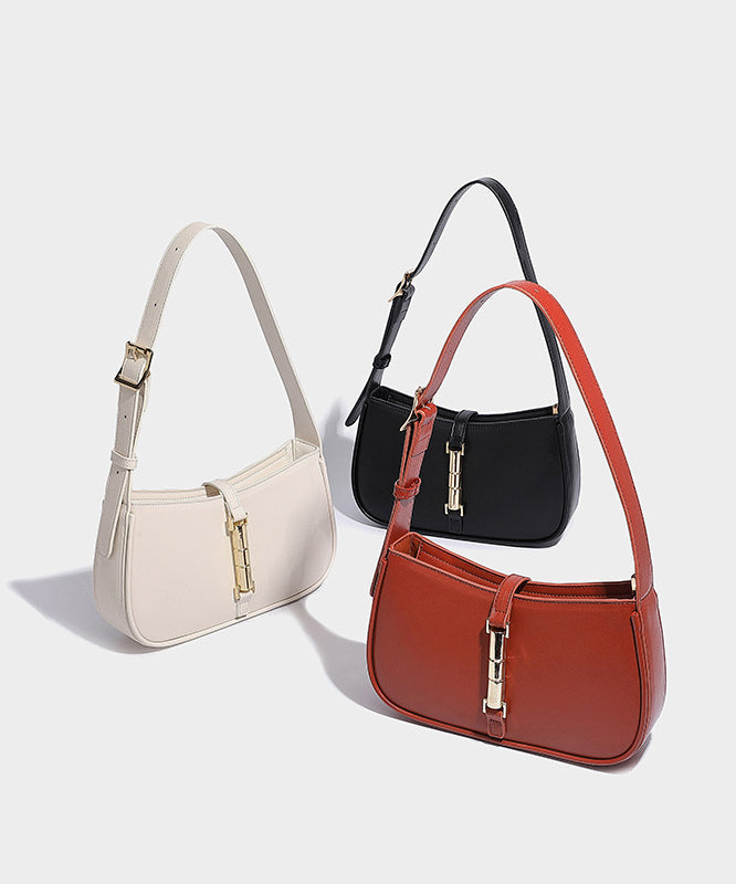 French Black Faux Leather Solid Durable Shoulder Bag