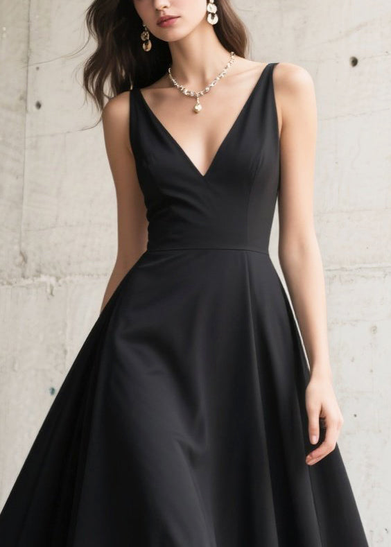 French Black Hollow Out Exra Large Hem Chiffon Long Dresses Summer