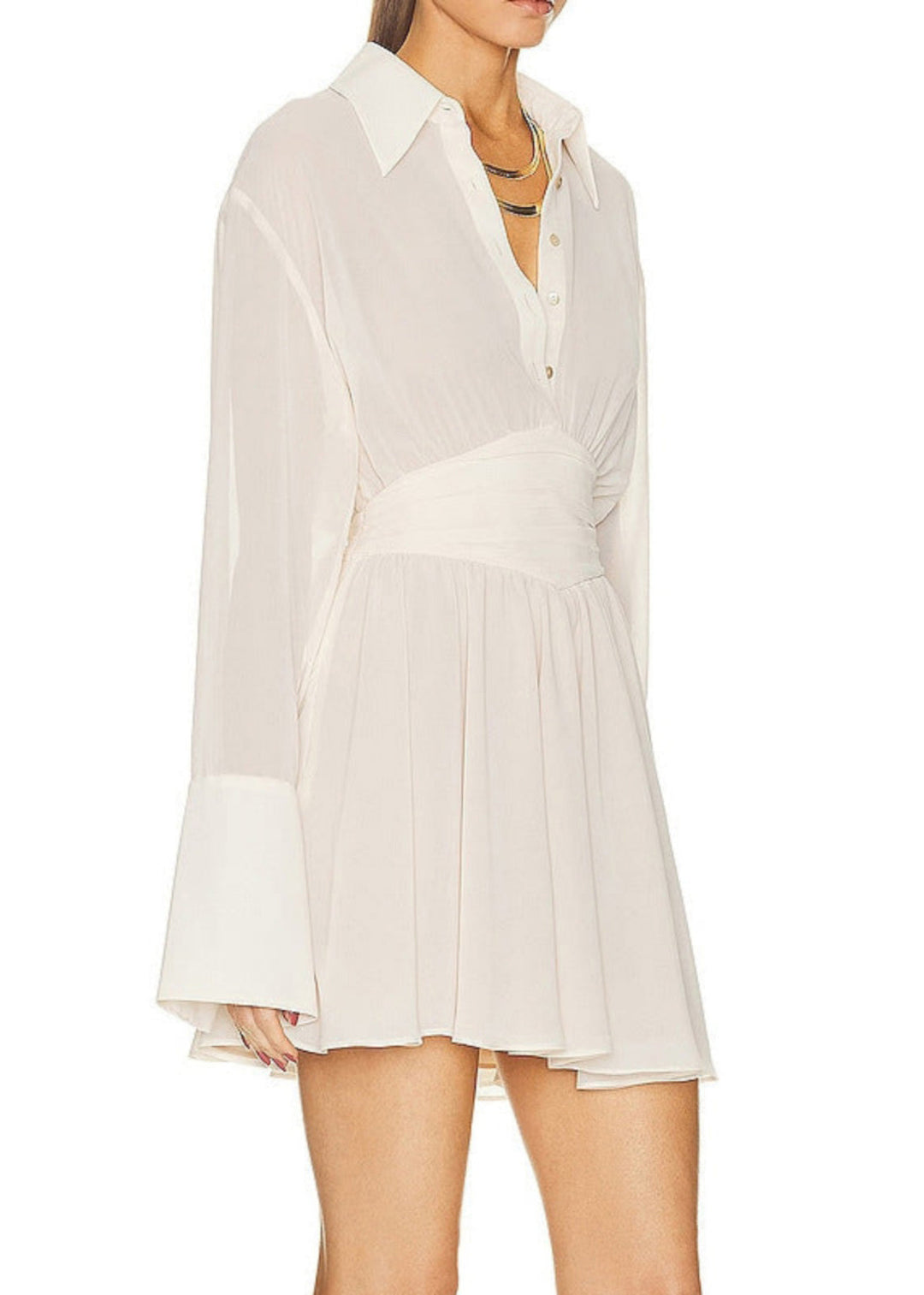 French Black Peter Pan Collar Button Chiffon Shirts Dress Spring