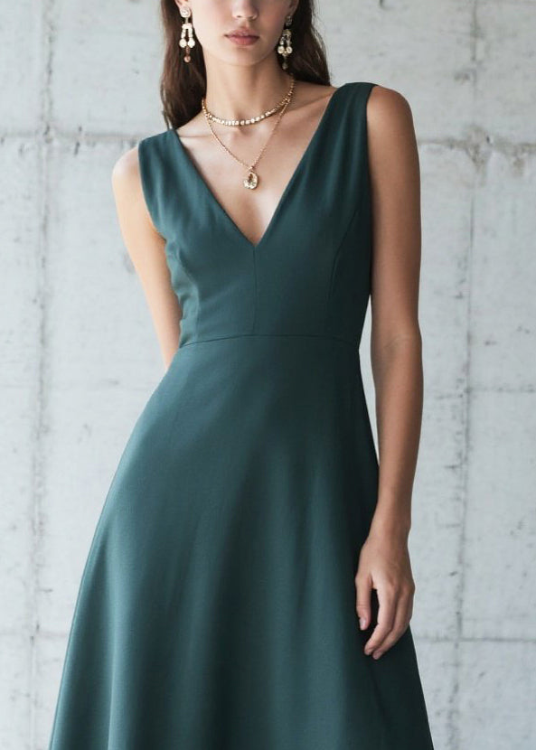 French Blackish Green Patchwork Lace Chiffon Maxi Dresses Summer