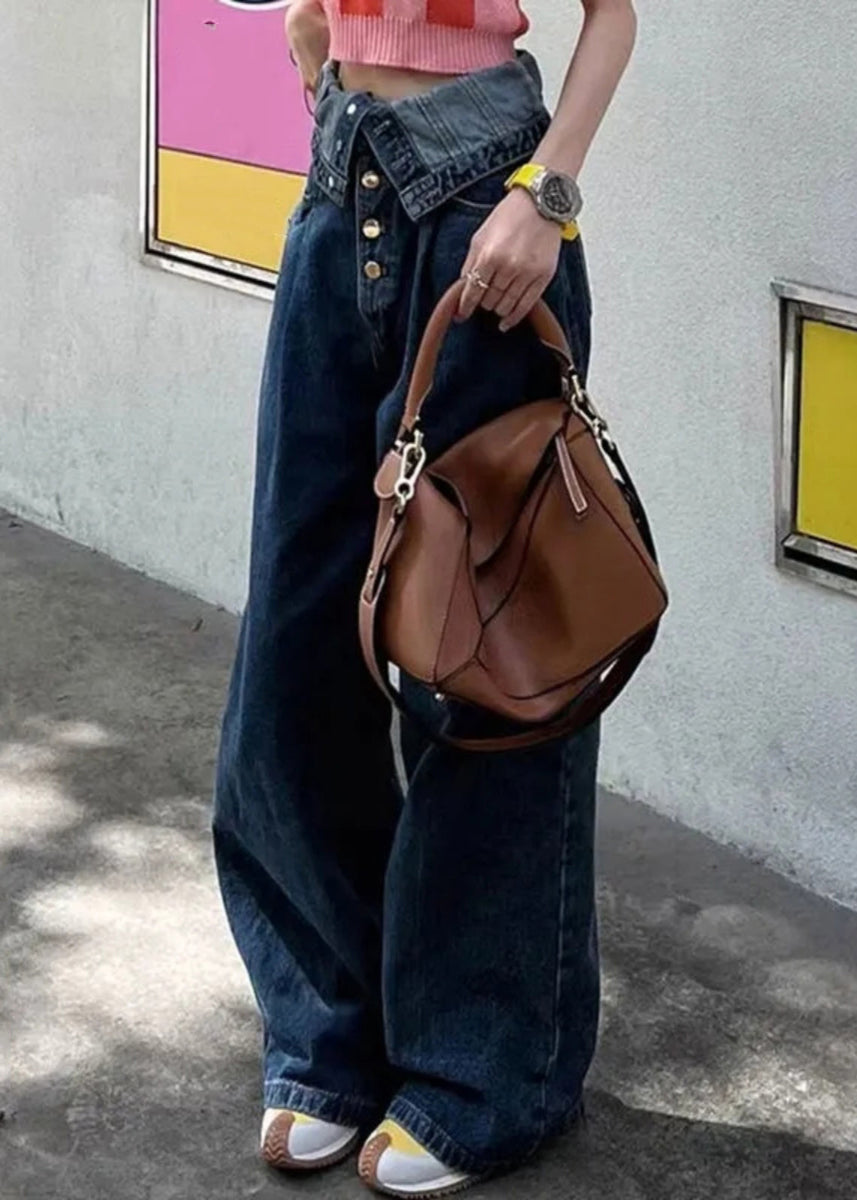 Blue Ruffled High Waisted Pants