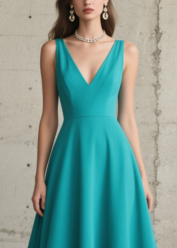 French Blue Exra Large Hem Hollow Out Chiffon Vacation Dress Summer