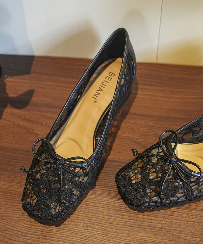 French Bow Splicing Chunky Beige Breathable Mesh