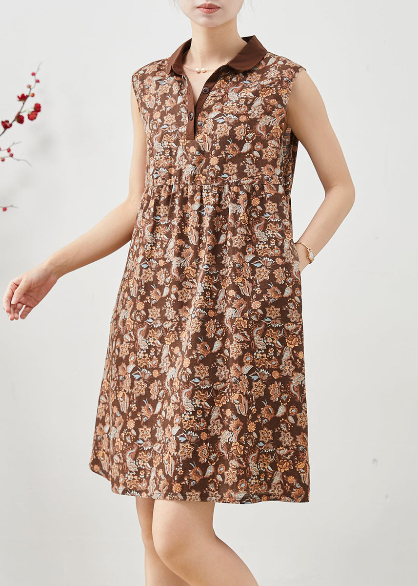 French Peter Pan Collar Short Sleeve Blue Floral Slimming High End Exquisite First Love Dress main image 1