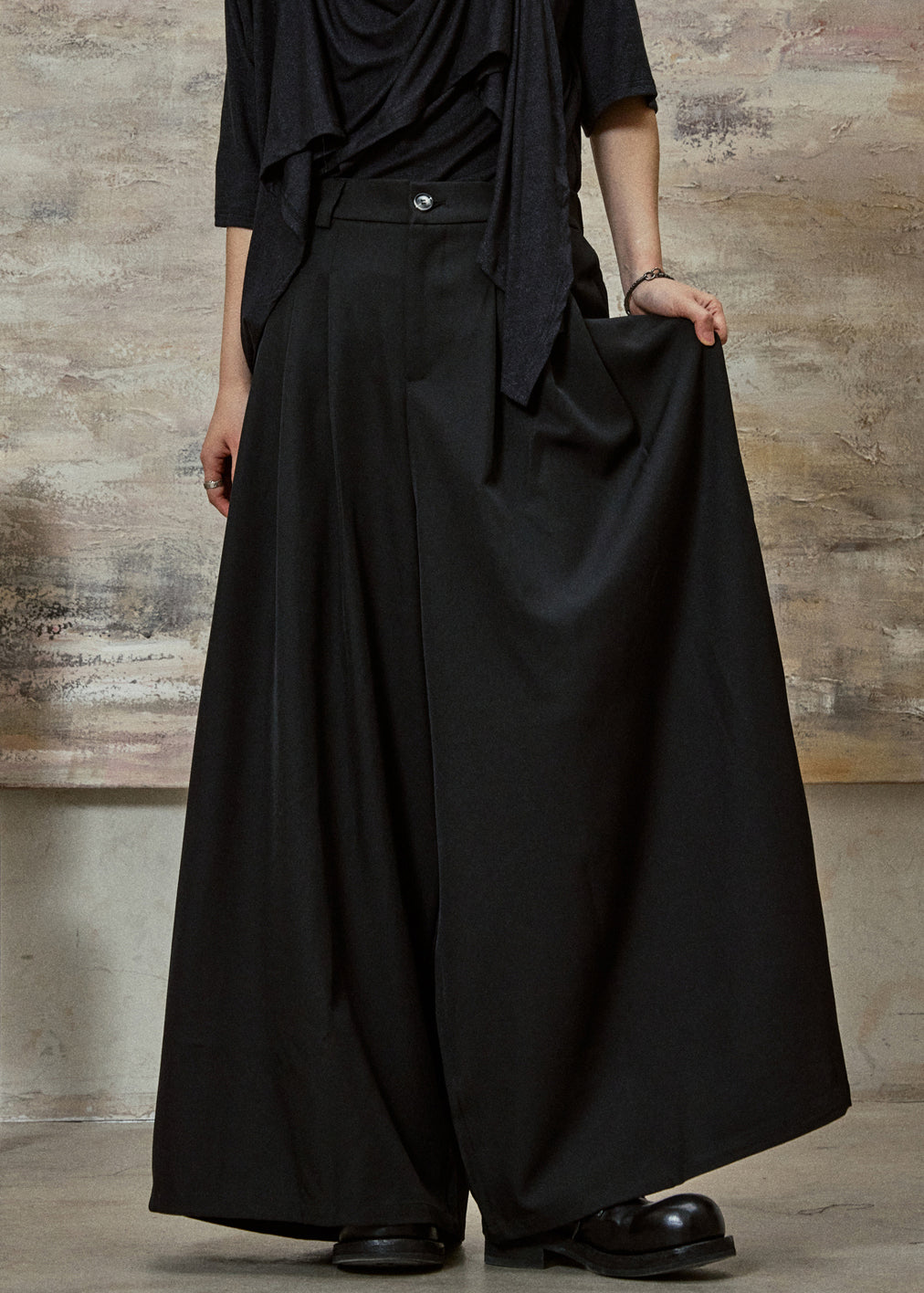 French Coffee Pockets High Waist Spandex Wide Leg Pants