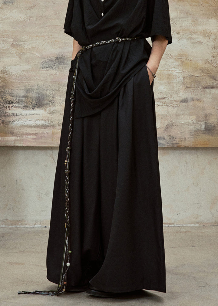 French Coffee Pockets High Waist Spandex Wide Leg Pants