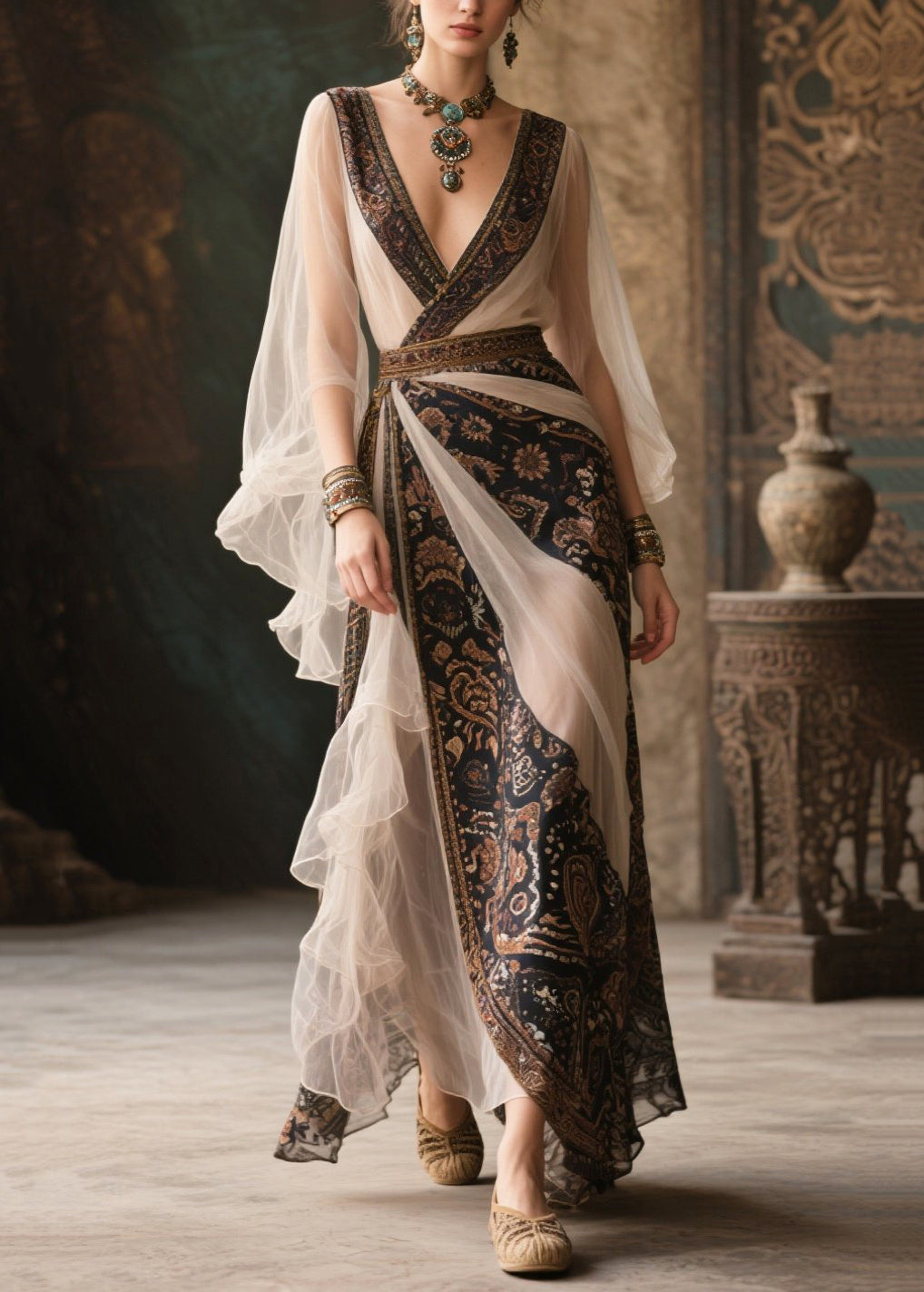 French Colorblock Asymmetrical Patchwork Tulle Dinner Dress Summer