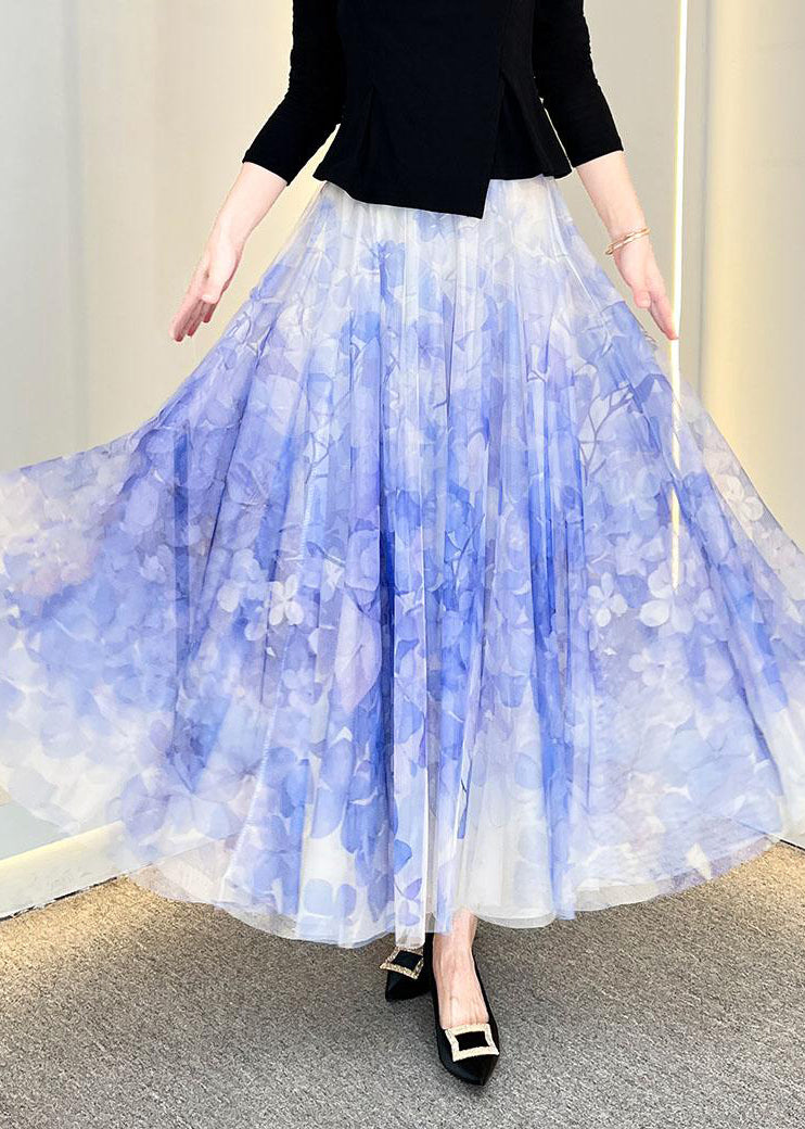 French Dark Grey Elastic Waist Tulle Maxi Skirt Summer