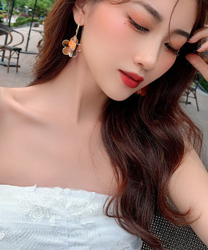 Gradient Color Rainbow Acrylic Floral Hoop Earrings