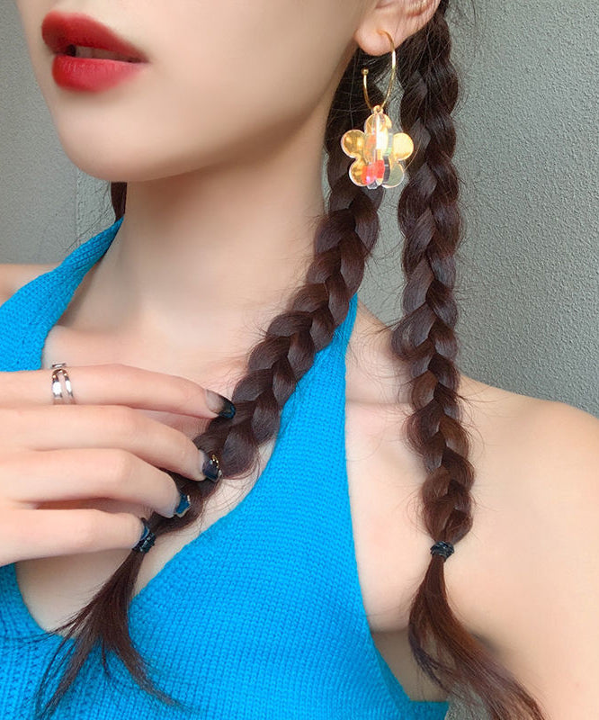 Gradient Color Rainbow Acrylic Floral Hoop Earrings