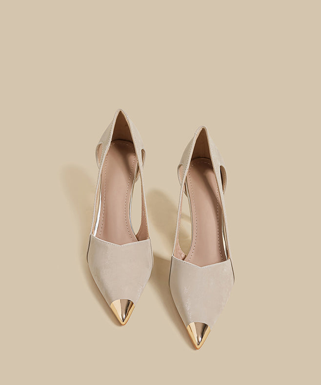 Green Faux Leather Splicing High Heel Sandals Pointed Toe