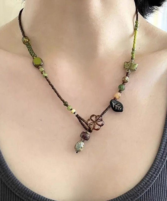 Handmade Colorblock Weaving Beading Gratuated Bead Necklace