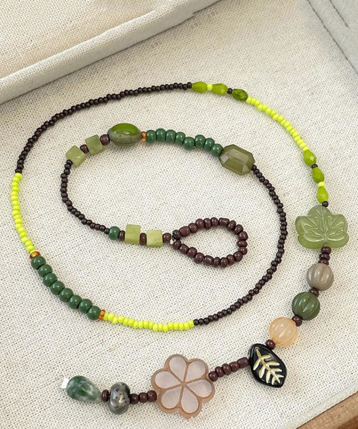 Handmade Colorblock Weaving Beading Gratuated Bead Necklace