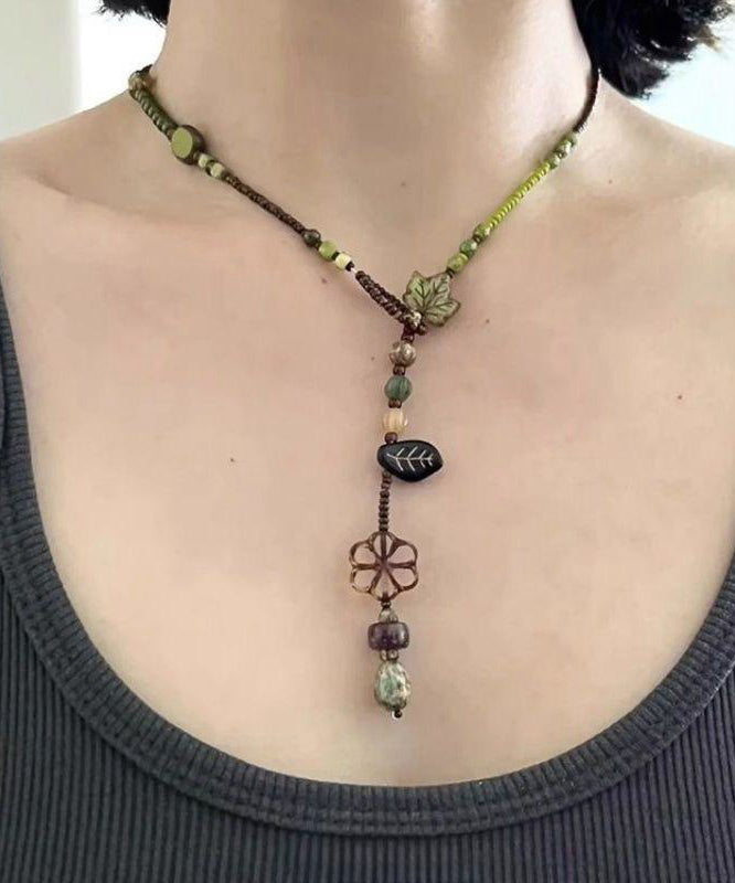 Handmade Colorblock Weaving Beading Gratuated Bead Necklace