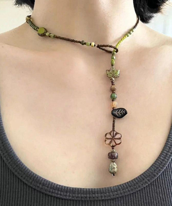 Handmade Colorblock Weaving Beading Gratuated Bead Necklace