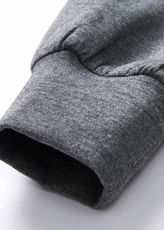 Handmade Dark Grey Tie Lace Patchwork Hooded Maxi Dresses Fall