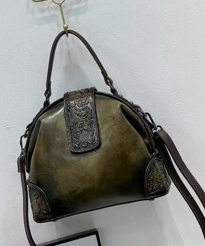 Handmade Purple Calf Leather Embossed Tote Bag