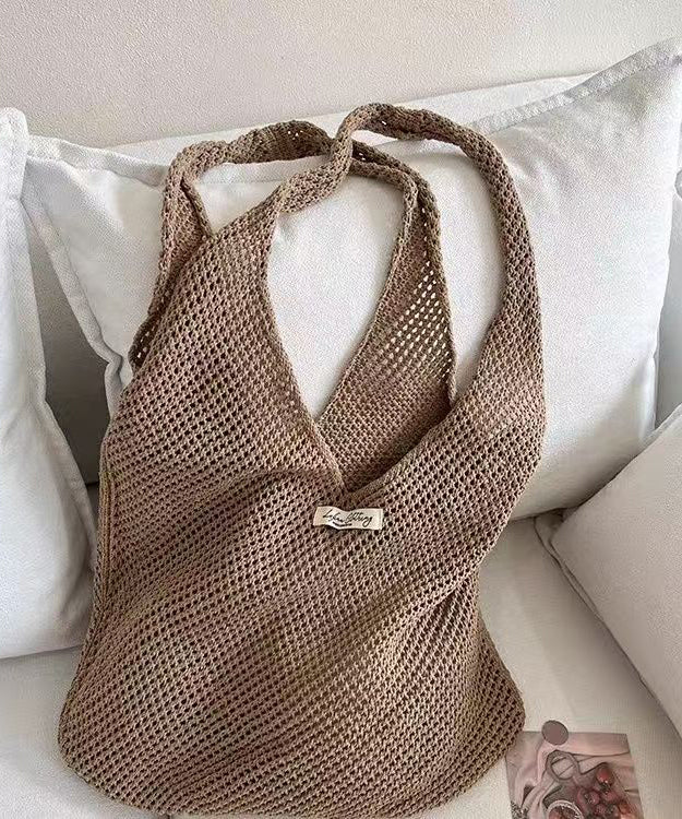 Handmade Red Hollow Out Knit Shoulder Bags