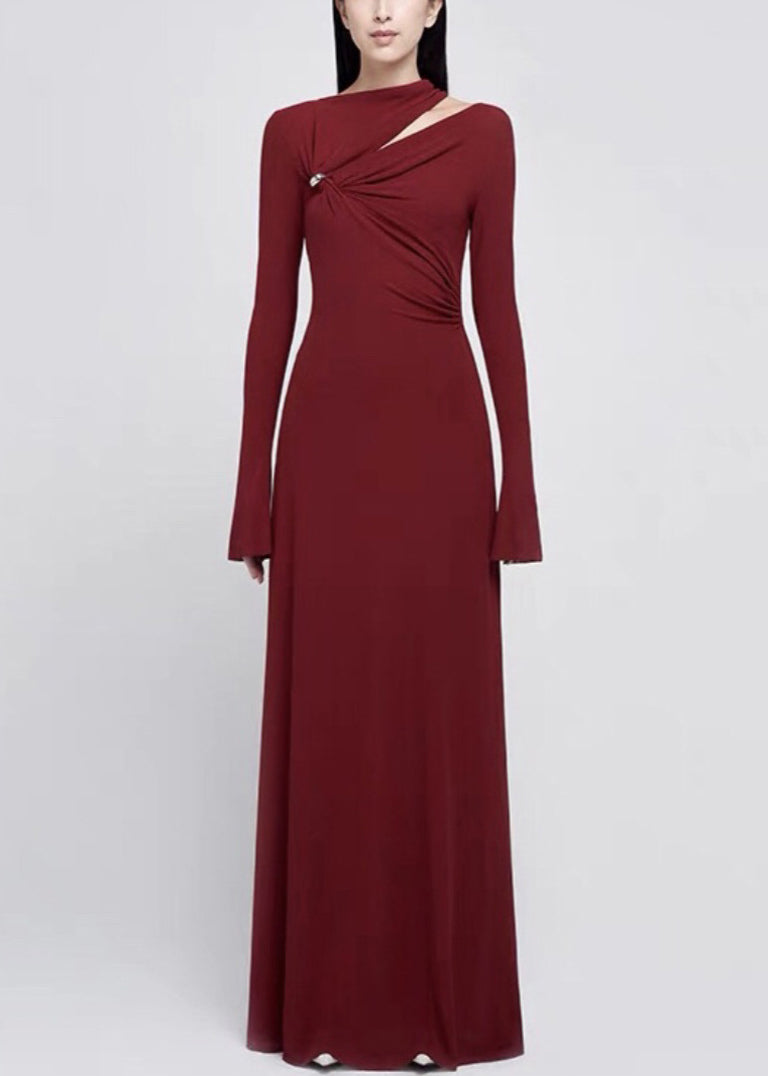 Italian White Asymmetrical Hollow Out Knitting Cotton Maxi Dress Fall