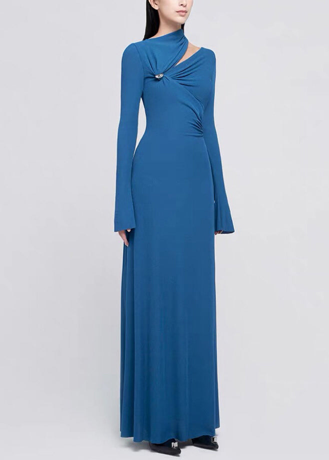 Italian White Asymmetrical Hollow Out Knitting Cotton Maxi Dress Fall