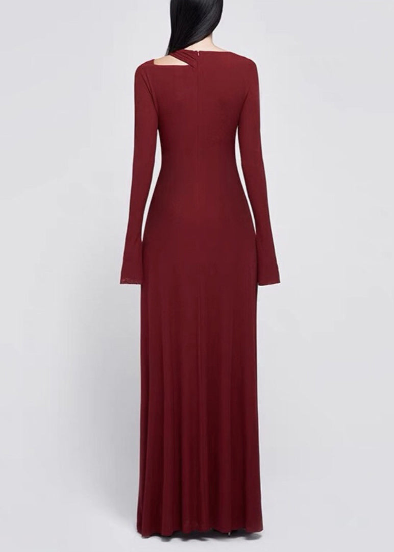 Italian White Asymmetrical Hollow Out Knitting Cotton Maxi Dress Fall