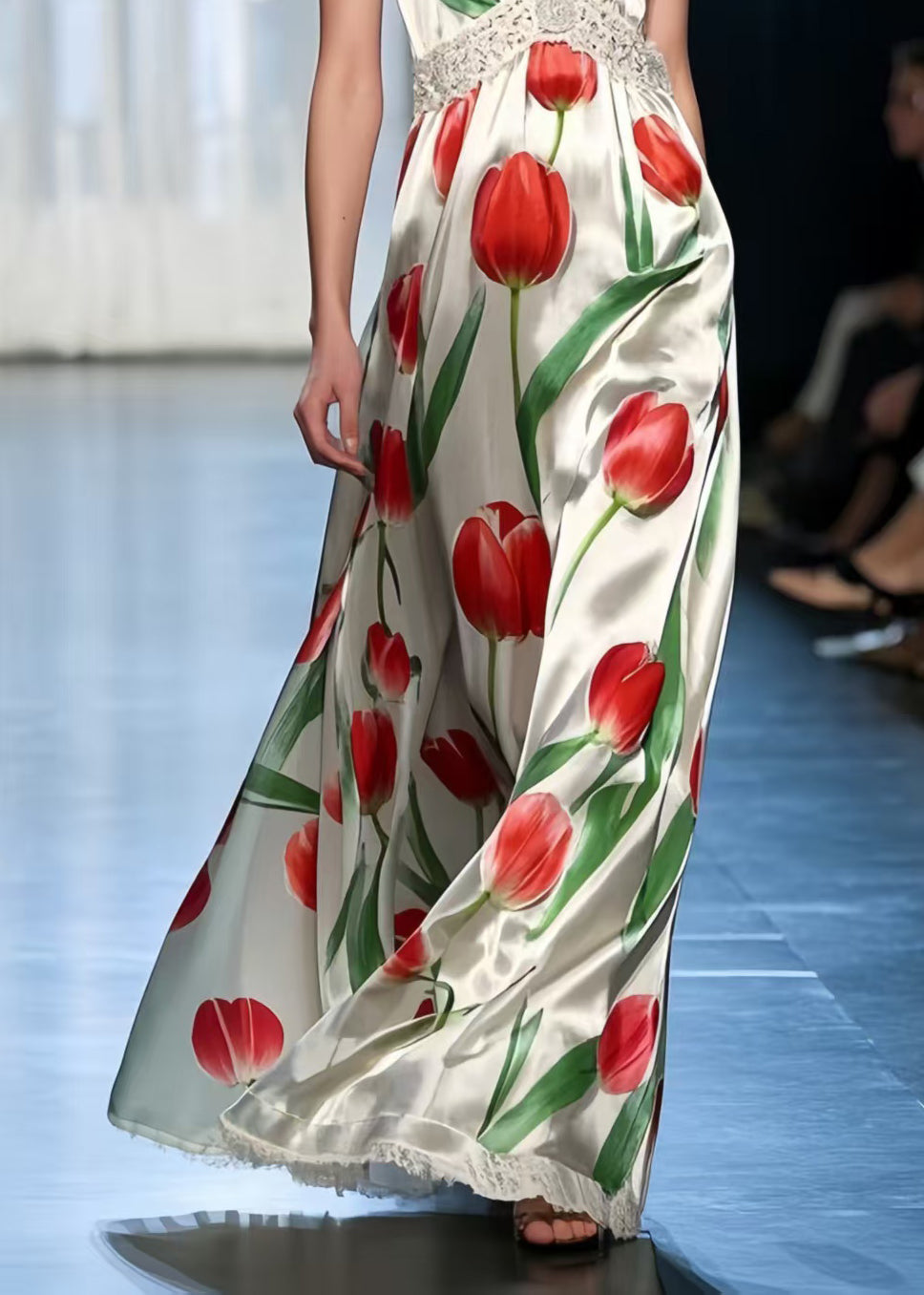 Italian White Floral Print Draping Silk Vestidos Dresses Summer