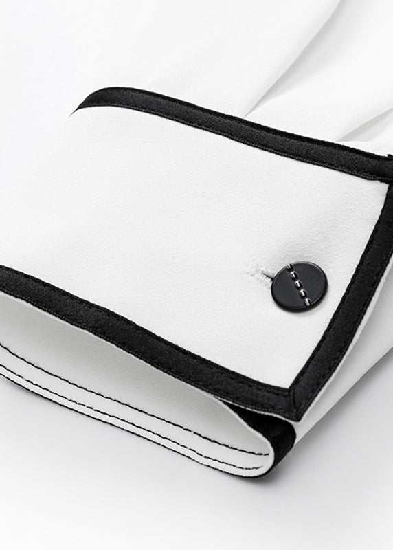 Italian White Peter Pan Collar Patchwork Button Shirts Fall