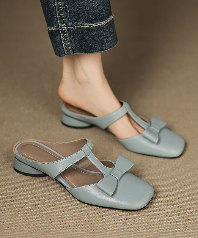 Light Blue Sheepskin Splicing Hollow Out Slide Sandals