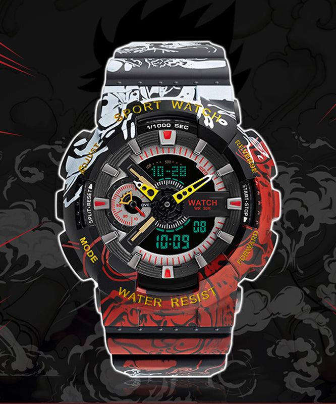 Loose Colorblock Rubber Tempered Glass Waterproof Watch