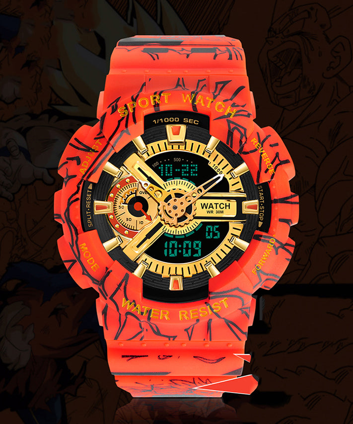 Loose Colorblock Rubber Tempered Glass Waterproof Watch