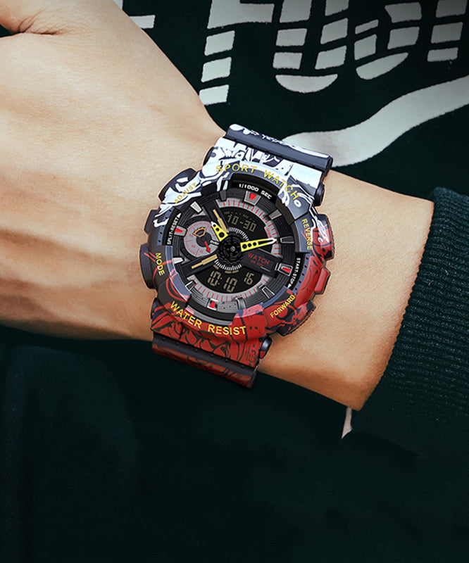 Loose Colorblock Rubber Tempered Glass Waterproof Watch