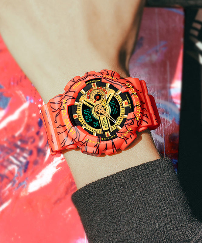 Loose Colorblock Rubber Tempered Glass Waterproof Watch