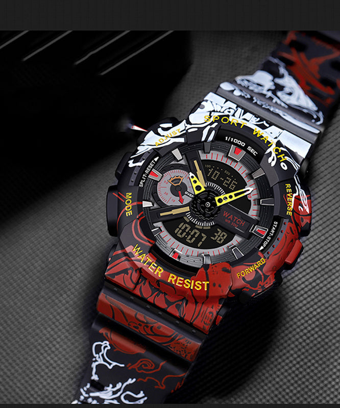 Loose Colorblock Rubber Tempered Glass Waterproof Watch