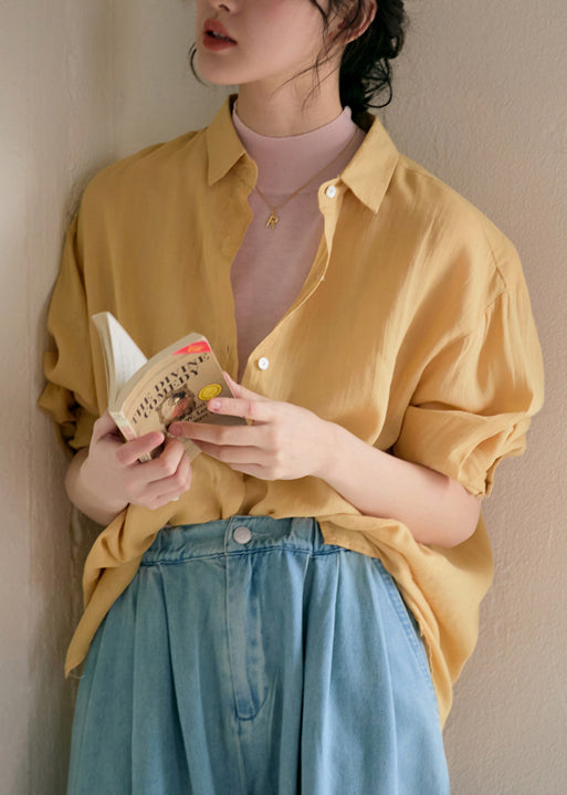 Loose Green Peter Pan Collar Button Cotton Shirt Fall