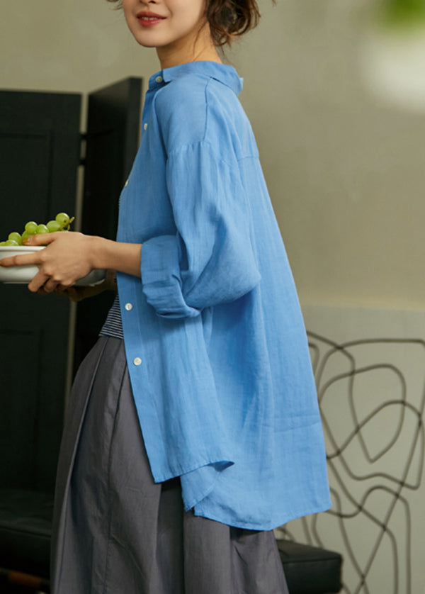 Loose Green Peter Pan Collar Button Cotton Shirt Fall