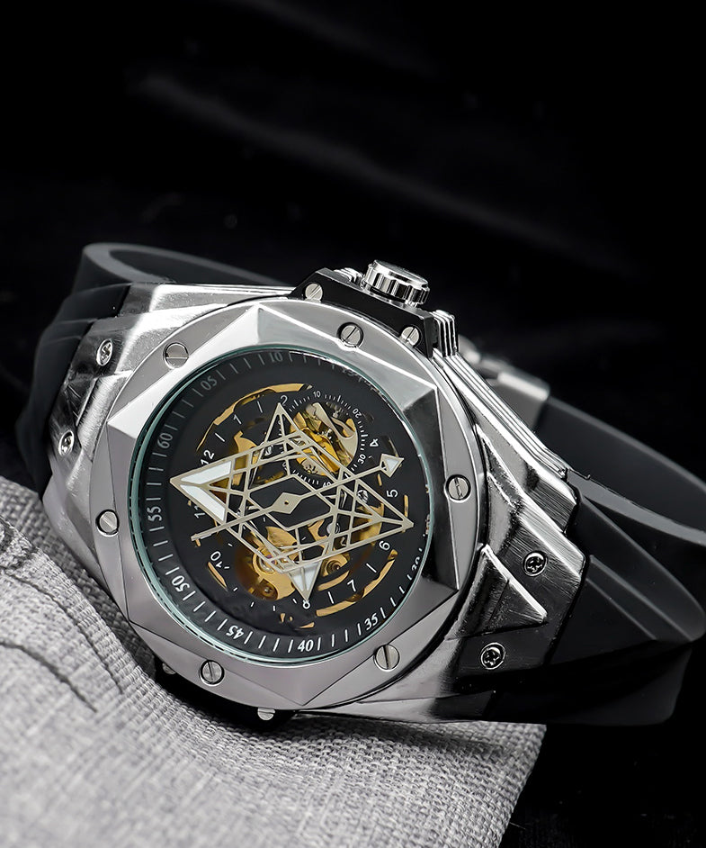 Men Silk Silicone Rubber Reinforced Glass Fully Automatic Machinery Watches