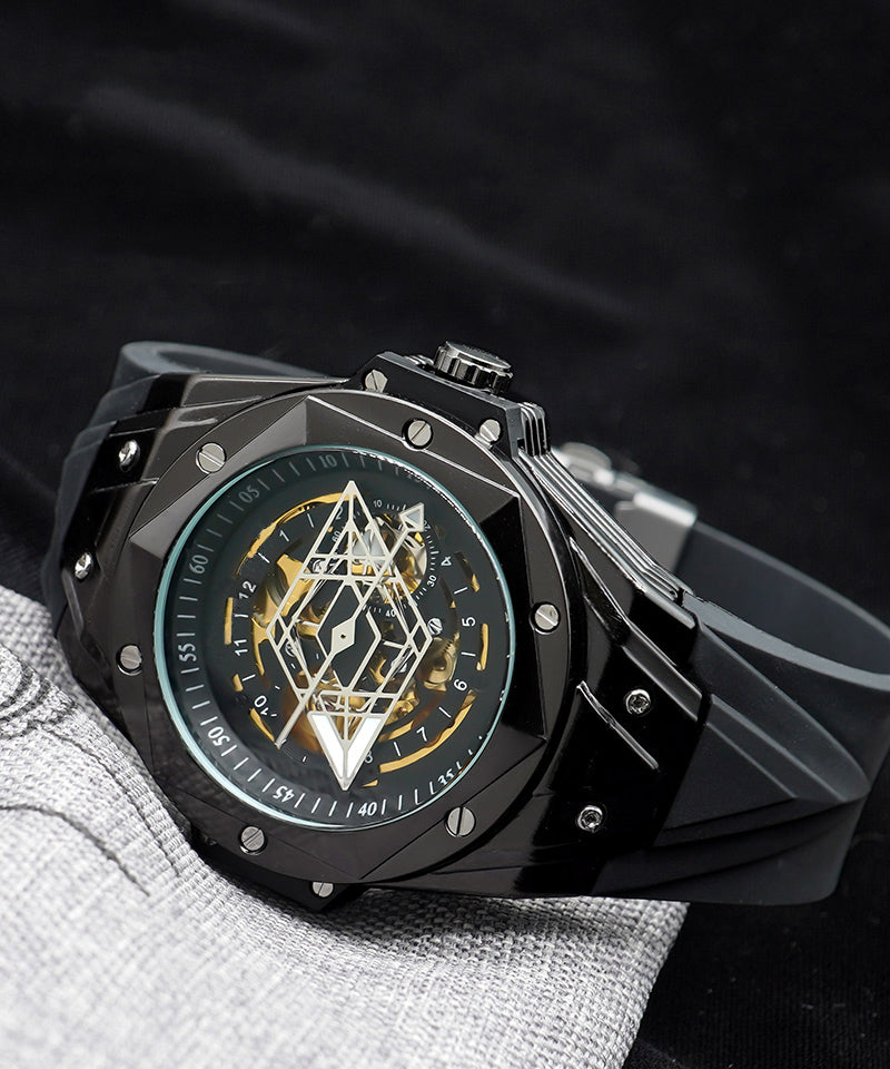 Men Silk Silicone Rubber Reinforced Glass Fully Automatic Machinery Watches