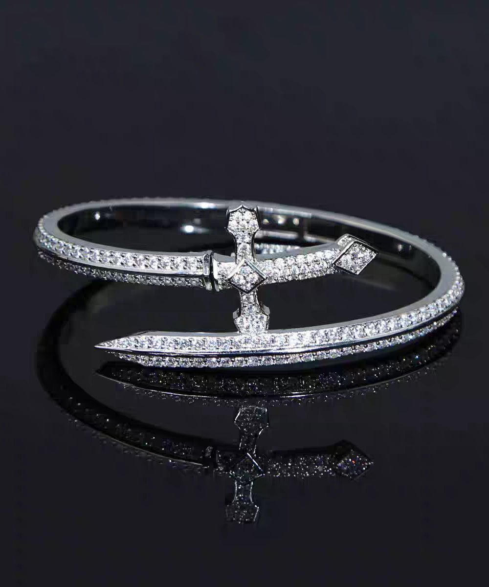 Men Silk Sterling Silver Zircon Sword Of Justice Bracelets